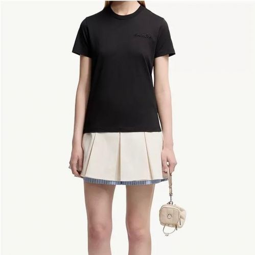 モンクレール Tシャツ コピー 定番 お洒落 ロゴ コットンTシャツ クルーネック ブラック