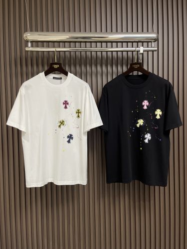 カジュアル クロムハーツ Tシャツ 偽物 プリント クルーネック 半袖Tシャツ コットン