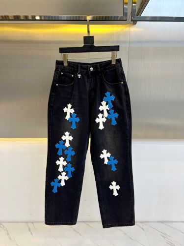 目を引く クロスパッチ デニムパンツ クロムハーツ ジーンズ 偽物