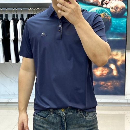 カジュアル 上品 ロゴ 半袖ポロシャツ アルマーニ Tシャツ 偽物 コットン ネイビー