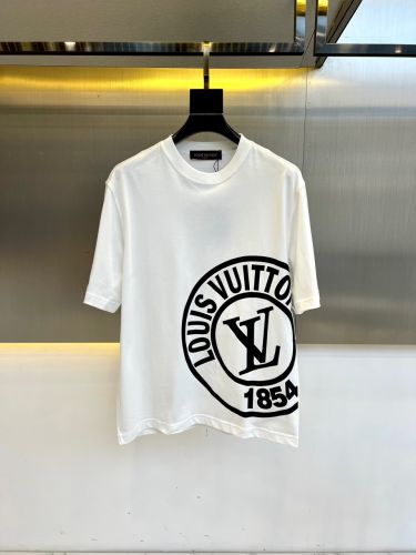 目を引く ロゴプリント クルーネック ルイ・ヴィトン Tシャツ 偽物 コットン ホワイト