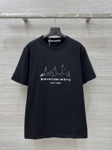 コットン オーバーサイズ ロゴtシャツ アレキサンダーワング Tシャツ コピー ブラック