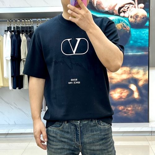 カジュアル クルーネック 半袖Tシャツ ヴァレンティノ Tシャツ 偽物 コットン ブラック