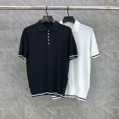 洗練された カジュアル 半袖 トムブラウン Tシャツ 偽物 ニットポロシャツ