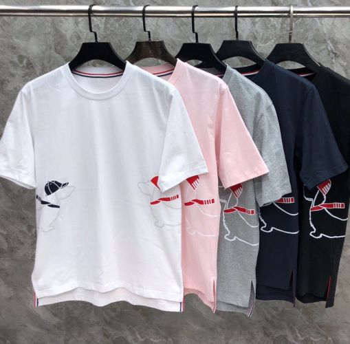 トムブラウン Tシャツ 偽物 可愛い おしゃれ プリント コットン 半袖Tシャツ