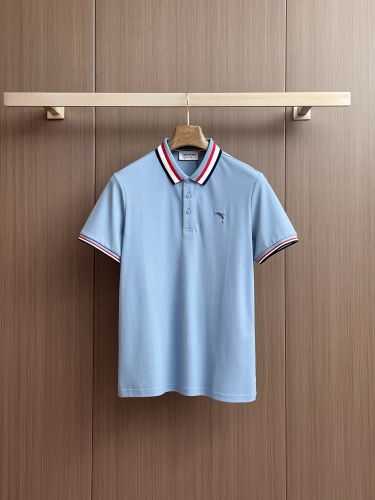 定番 ストライプ トムブラウン Tシャツ 偽物 コットン ポロシャツ ライトブルー