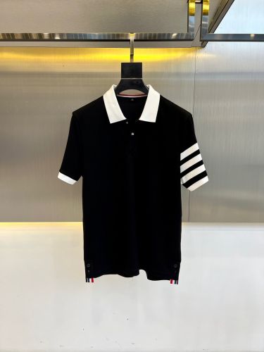 バイカラー コットン 半袖 ポロシャツ トムブラウン Tシャツ 偽物 ブラック