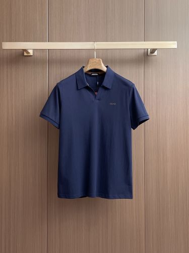 カジュアル コットン スキッパー ポロシャツ エルメネジルド・ゼニア Tシャツ 偽物 ネイビー
