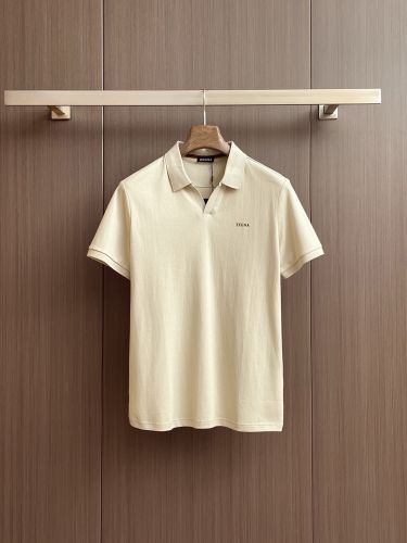 カジュアル エルメネジルド・ゼニア Tシャツ 偽物 コットン スキッパー ポロシャツ ベージュ