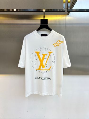 お洒落 プリント クルーネック ルイ・ヴィトン Tシャツ 偽物 ホワイト