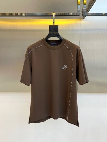 カジュアル クルーネック 半袖Tシャツ ルイ・ヴィトン Tシャツ 偽物 コットン ブラウン