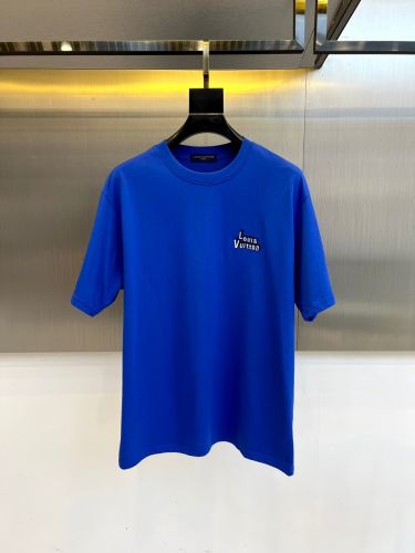 シンプル 洗練された ロゴ 半袖Tシャツ ルイ・ヴィトン Tシャツ 偽物 ブルー