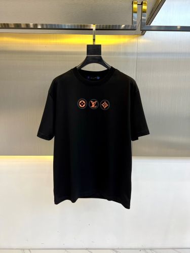 カジュアル ロゴ クルーネック ルイ・ヴィトン Tシャツ 偽物 半袖Tシャツ ブラック
