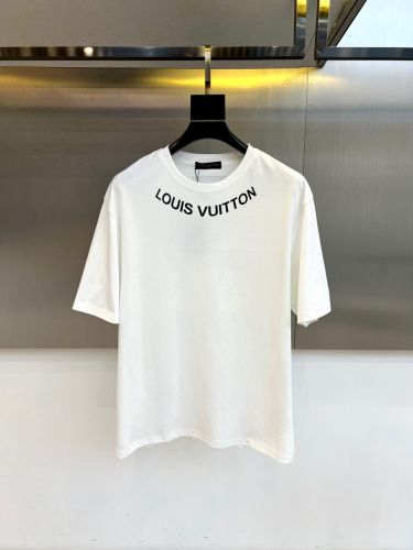 フロントロゴ クルーネック 半袖Tシャツ ルイ・ヴィトン Tシャツ 偽物 コットン ホワイト