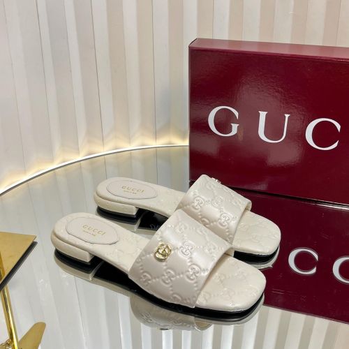 上品 カジュアル ダブルG付き ウィメンズ スライドサンダル グッチ サンダル スーパーコピー ホワイト