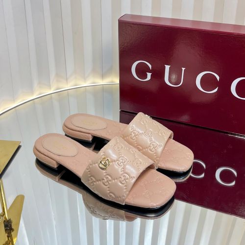 洗練された ダブルG付き ウィメンズ スライドサンダル グッチ サンダル スーパーコピー ベージュ