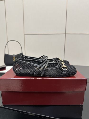 人気 カジュアル メッシュ フラットバレエシューズ グッチ スーパーコピー ブラック