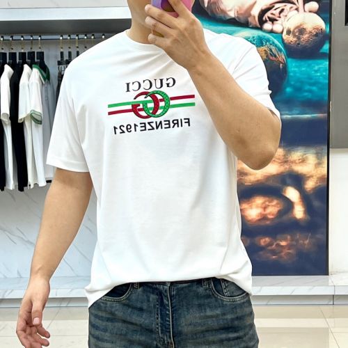 定番 カジュアル クルーネック グッチ Tシャツ 偽物 半袖トップス ホワイト