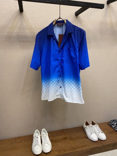 プリント コットンポプリン ボウリングシャツ グッチ シャツ コピー 半袖トップス