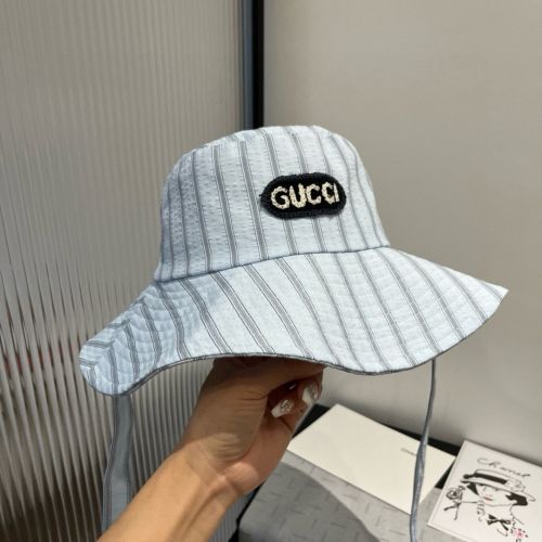 おしゃれ ストライプ サファリハット グッチ キャップ 偽物 帽子 ライトブルー