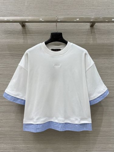 おしゃれ レイヤード風 半袖Tシャツ グッチ Tシャツ コピー コットン トップス