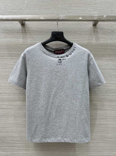 ベーシック クルーネック 半袖Tシャツ グッチ Tシャツ コピー コットン グレー