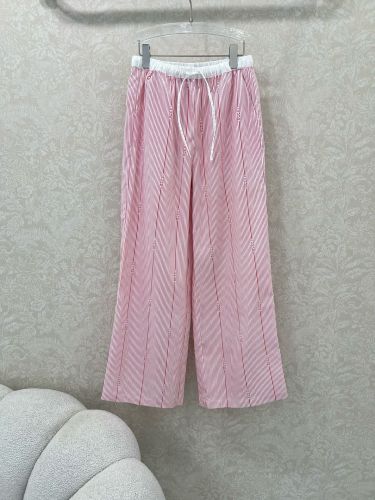 春夏 爽やか ストライプ ドロストパンツ グッチ パンツ コピー ピンク
