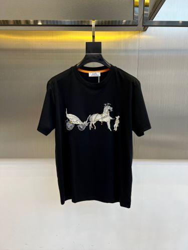 エルメス Tシャツ 偽物 おしゃれ 合わせやすい クルーネック ブラック