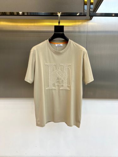 シンプル クルーネック 半袖Tシャツ エルメス Tシャツ 偽物 合わせやすい ベージュ