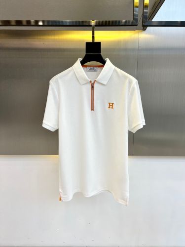 洗練された ハーフジップ ポロシャツ エルメス Tシャツ 偽物 コットンピケ ホワイト