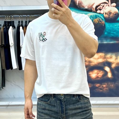 上品 カジュアル コットン 半袖Tシャツ エルメス Tシャツ 偽物 クルーネック ホワイト