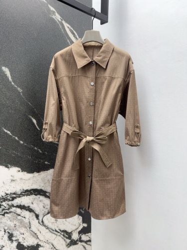 上品 カジュアル モザイク柄 シャツドレス エルメス ワンピース コピー ブラウン