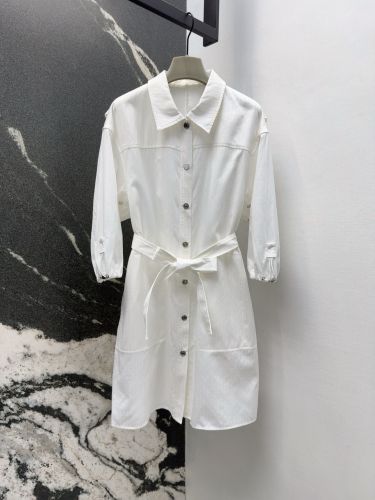 上品 カジュアル モザイク柄 シャツドレス エルメス ワンピース コピー ホワイト
