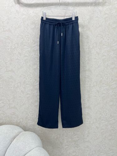 カジュアル エレガント FF ロングパンツ フェンディ パンツ 偽物 ブルー