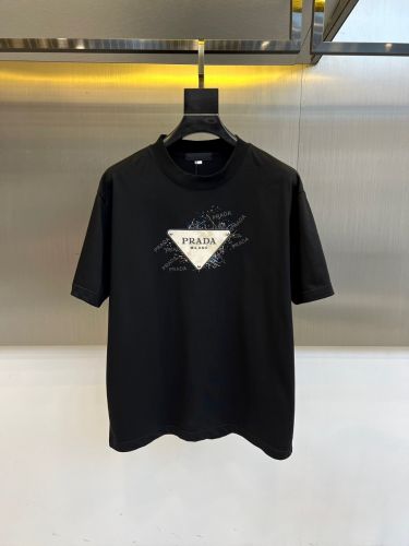 ベーシック クルーネック 半袖Tシャツ プラダ Tシャツ 偽物 コットン ブラック