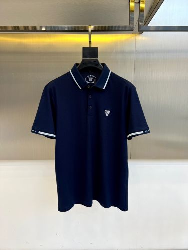 定番 カジュアル コットンピケ ポロシャツ プラダ Tシャツ 偽物 ブルー