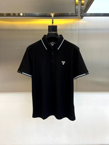 定番 カジュアル コットンピケ ポロシャツ プラダ Tシャツ 偽物 ブラック