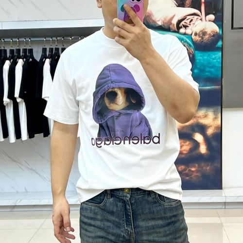 定番 ロゴプリント クルーネック 半袖Tシャツ バレンシアガ Tシャツ 偽物 ホワイト