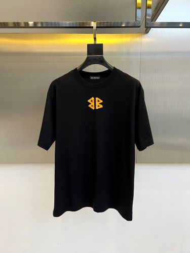 バレンシアガ Tシャツ 偽物 ロゴプリント クルーネック 半袖Tシャツ ブラック