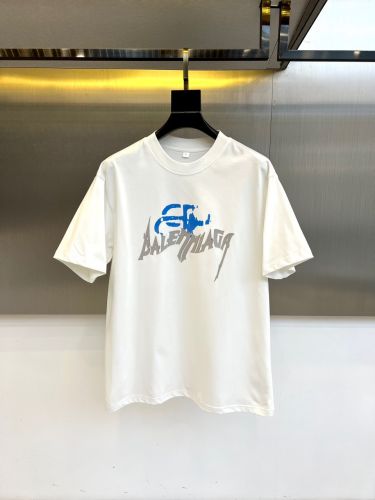 おしゃれ プリント バレンシアガ Tシャツ 偽物 クルーネック コットン ホワイト