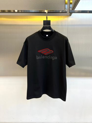 ベーシック ロゴプリント クルーネック バレンシアガ Tシャツ 偽物 コットン ブラック