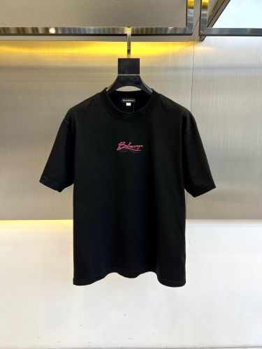 カジュアル ロゴプリント バレンシアガ Tシャツ 偽物 クルーネック コットン ブラック