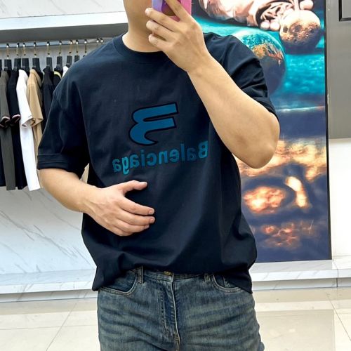 ベーシック ロゴ 半袖Tシャツ バレンシアガ Tシャツ 偽物 コットン ブラック