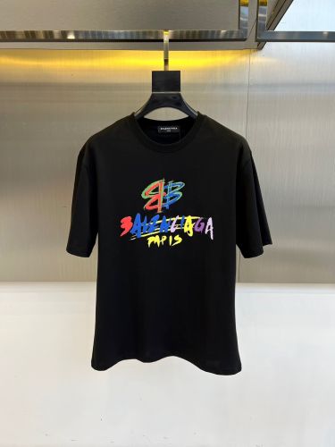 カジュアル ロゴTシャツ バレンシアガ Tシャツ 偽物 クルーネック ブラック