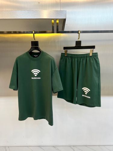 カジュアル 半袖Tシャツ＆ショートパンツ 上下セット バレンシアガ セットアップ 偽物 グリーン