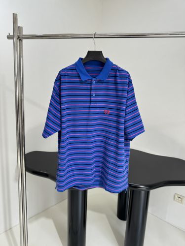 バレンシアガ Tシャツ コピー ユニセックス ローレル コットン ピケ ポロシャツ ブルー