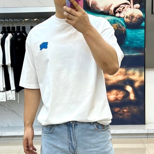 シンプル リラックス コットン 半袖Tシャツ バーバリー Tシャツ 偽物 ホワイト