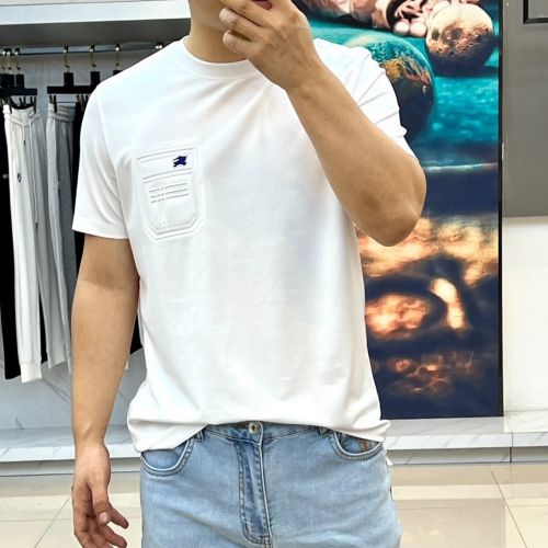 シンプル 上品 クルーネック 半袖Tシャツ バーバリー Tシャツ 偽物 ホワイト
