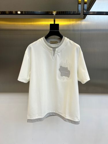 おしゃれ レイヤード風 半袖Tシャツ バーバリー Tシャツ 偽物 コットン ホワイト