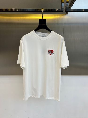 シンプル 洗練された ロゴ刺繍 クルーネック バーバリー Tシャツ 偽物 半袖トップス ホワイト
